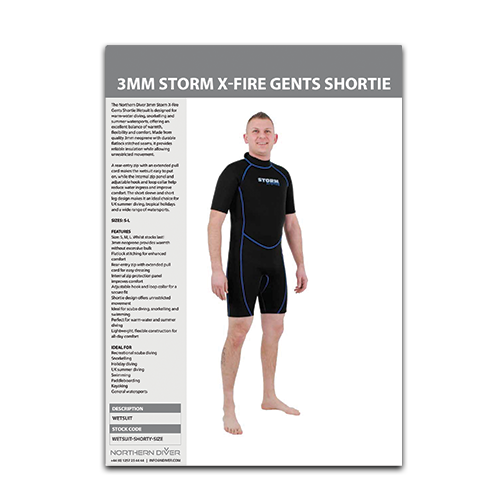3mm X-Storm Shortie Wetsuit Datasheet